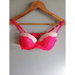 Victoria's Secret Dream hot pink lace rhinestone embellishments limited vntg